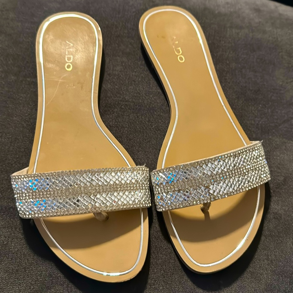 Worn Once Aldo silver sequence bling sandals